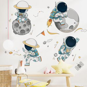 Astronaut Cartoon Planet Wall Stickers for Kids Room Nursery Bedroom Home Decoration Wall Decal