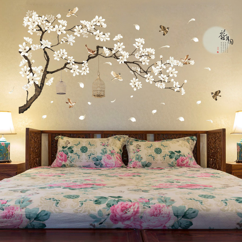 Birds Flower Tree Wall Stickers for Living Room Bedroom Home Decorative Wall Decal