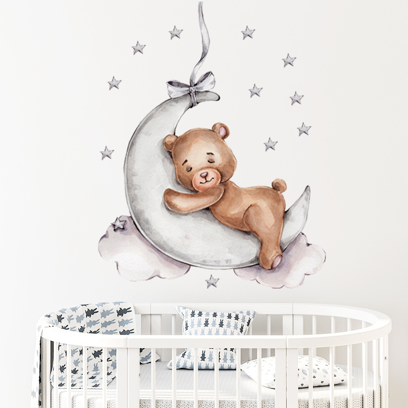 Cute Teddy Bear Wall Stickers for Kids Baby Room Bedroom Decorative Wall Decal