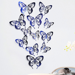 3D 12PCS Hollow Colorful Butterfly Wall Stickers for Kids Room Party & Holiday Supplies Decoration Wall Decal