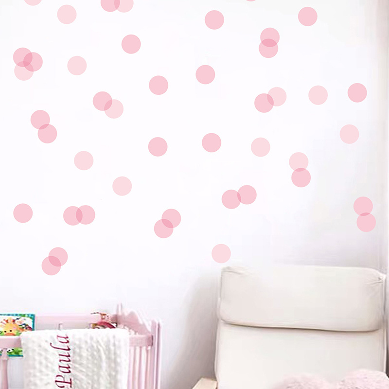 DIY Pink Polka Dot Wall Stickers for Kids Room Bedroom Home Decoration Wall Decal