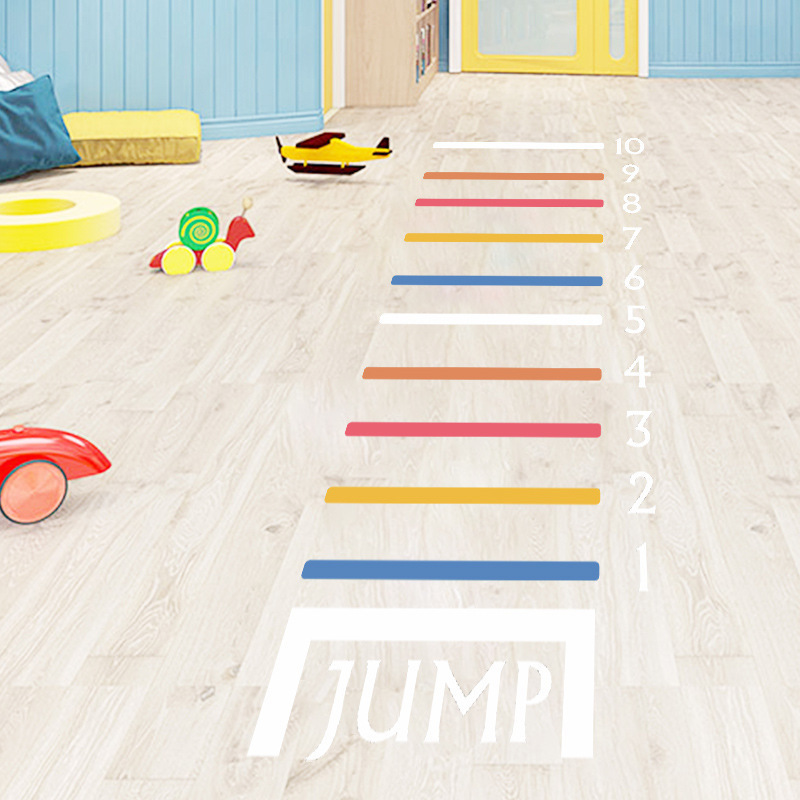 Rainbow Color Jump Game Arabic Numerals Hopscotch Floor Stickers Play Room Wall Stickers Floor Decals for Kids Children Decor