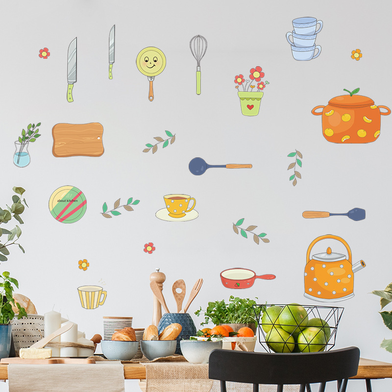 Cartoon Kitchen Wall Stickers for Living Room Kitchen Home Decorative Wall Decal