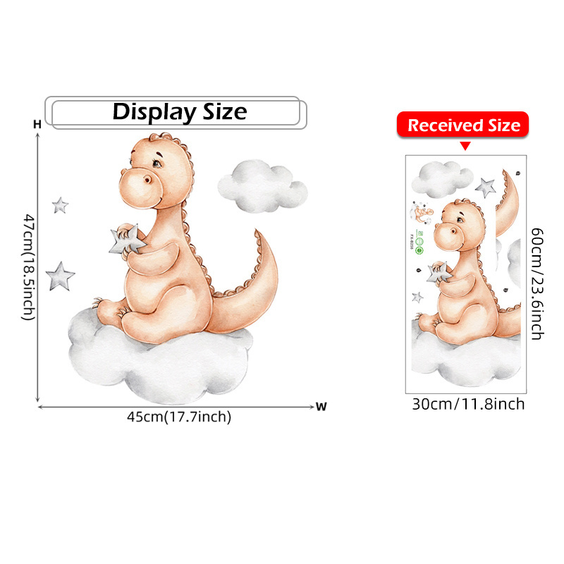 Cartoon Baby Dinosaur Sitting on the Cloud Wall Sticker for Kids Room Nursery Home Decoration Wall Decal