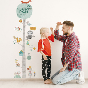 Cartoon Height Ruler Wall Stickers Animal Tree for Kids Room Bedroom Nursery Home Decoration Wall Decal