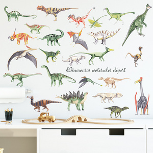 Watercolor Different Kinds of Dinosaurs Wall Stickers for Kids Room Boy Room Bedroom Playroom Decoration Wall Decals