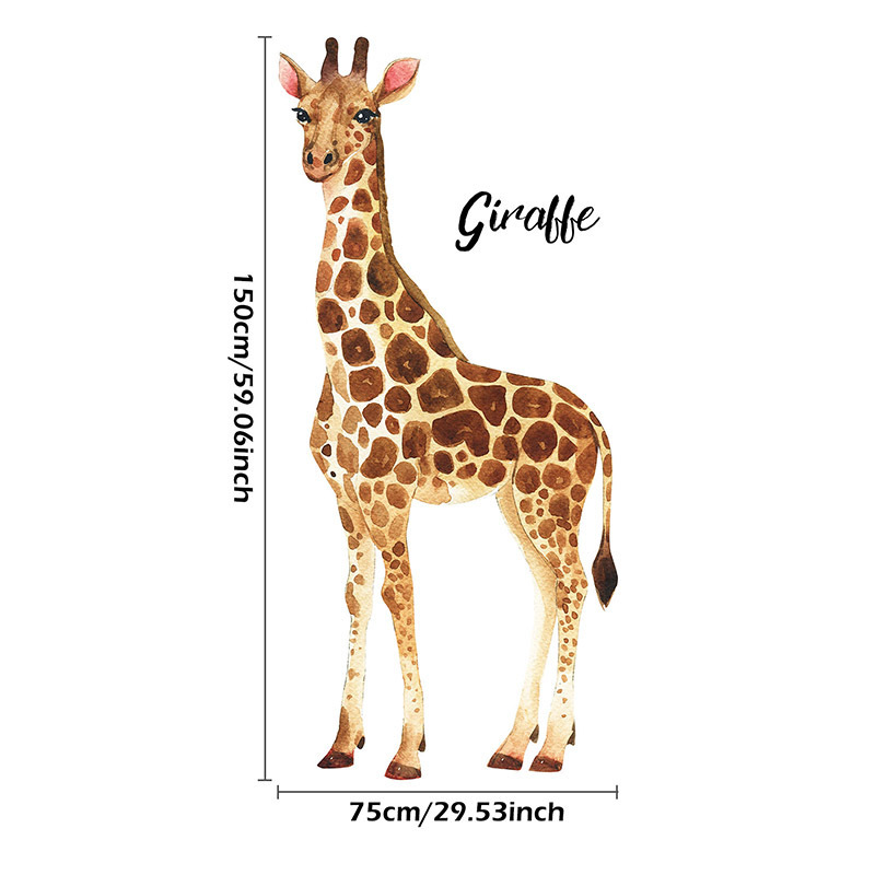 Tall Large Giraffe Green Leaves Wall Stickers for Kids Baby Room Bedroom Home Decoration Wall Decal