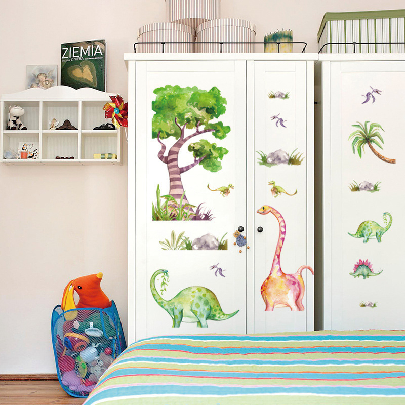 Forest Tree  Dinosaurs Wall Decal for Kids Room Bedroom Decorative Wall Sticker