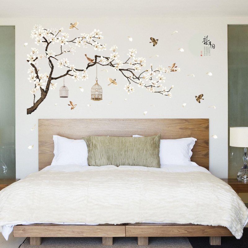 Birds Flower Tree Wall Stickers for Living Room Bedroom Home Decorative Wall Decal