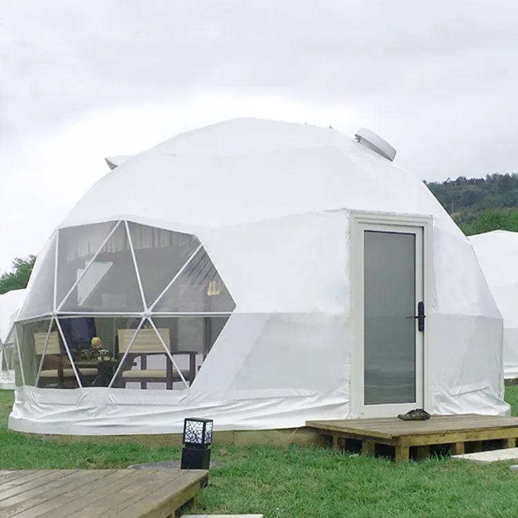 Brusen 7m Diameter Outdoor Igloo House Glamping Hotel Geodesic Dome Tent Kit With Bathroom