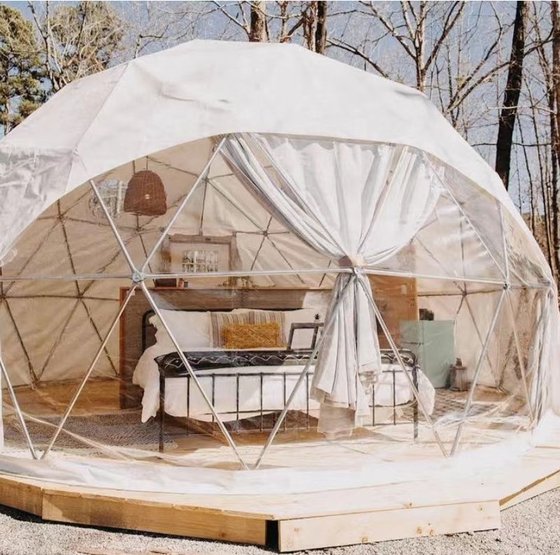 6m Diameter Outdoor Hotel Dome House Glamping Geodesic Dome Tent With PVC Roof Cover