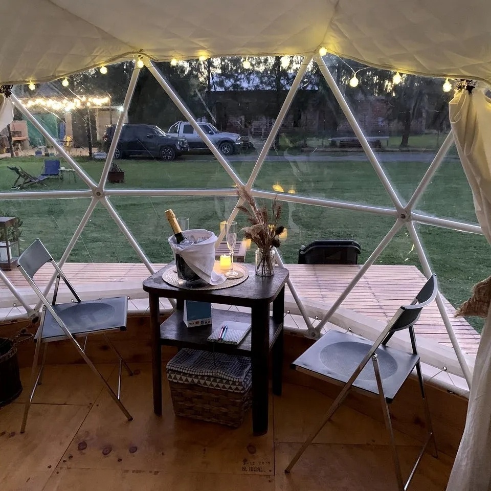 Dome Hotel glamping tent with bathroom Stove glamping pods geodesic round dome tents