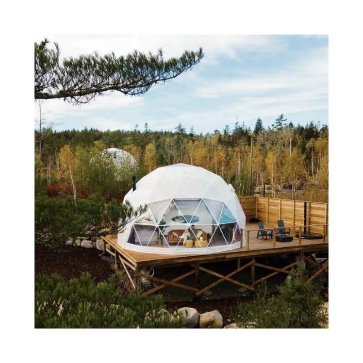 6m Diameter Outdoor Hotel Dome House Glamping Geodesic Dome Tent With PVC Roof Cover