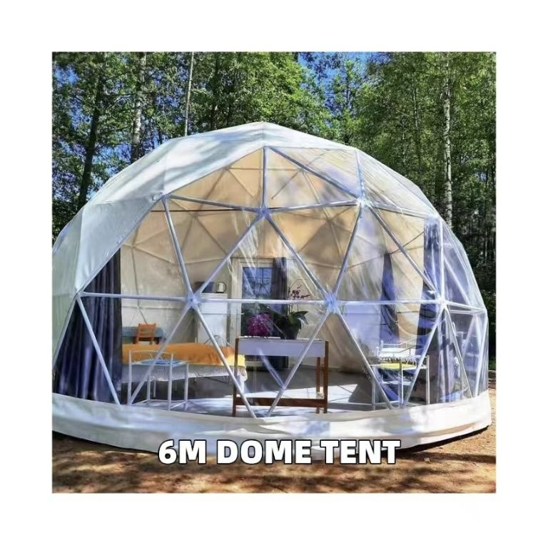 Brusen Coated Canvas Geodesic Dome House Kit White Tent Igloo For Resort