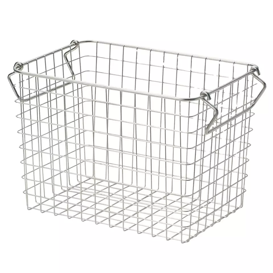 Metal Storage Organizer Stainless Steel Basket Wire Mesh With Handles For Kitchen