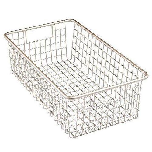 Metal Storage Organizer Stainless Steel Basket Wire Mesh With Handles For Kitchen