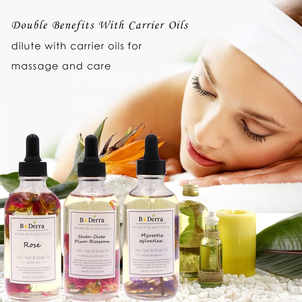 Hot sale Multi-use Private Label 100% Pure Natural Organic Rose Lavender Petal Flower Massage Essential Hair Face Body Oil