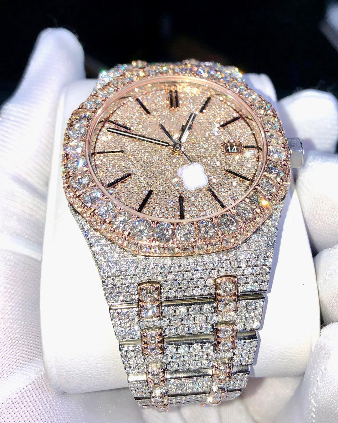 Iced Out VVS Moissanite Watches Diamond Automatic Movement Luxury Handmade Fully Ice out Diamond Hip Hop Watch