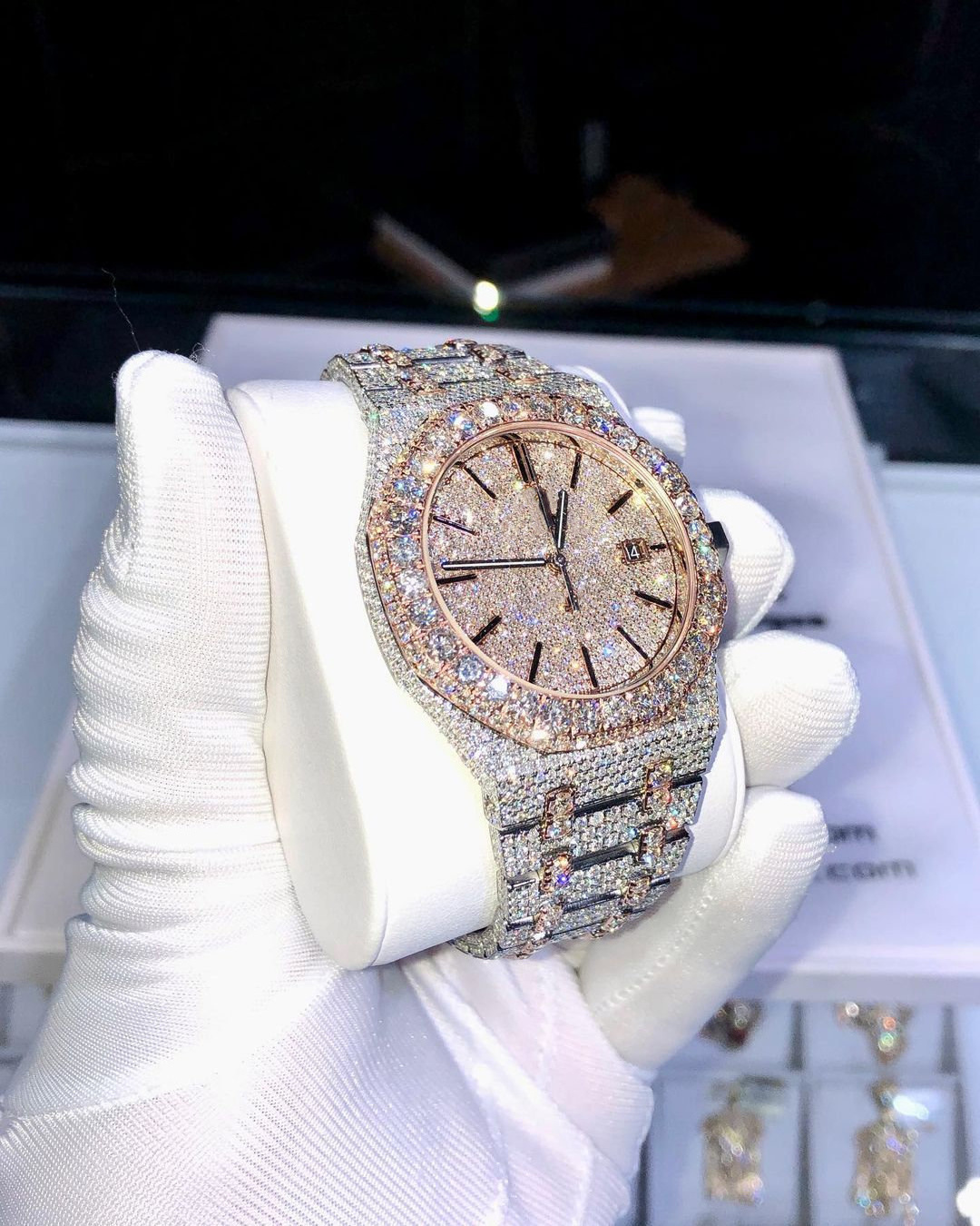 Iced Out VVS Moissanite Watches Diamond Automatic Movement Luxury Handmade Fully Ice out Diamond Hip Hop Watch