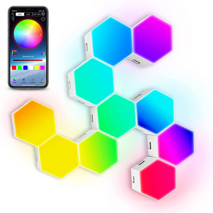 RGB APP Control Smart LED Hexagon Light Indoor Honeycomb Module Wall Night Light Quantum Lamp Game Room Bedroom Bedside Decor