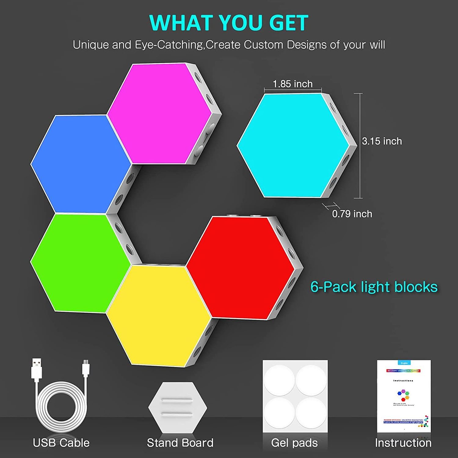 LED Quantum Touch Light Sensitive Sensor Hexagonal Night Light Stepless Dimmable Wall Lamp Home DIY Wall Decor Ambient Light