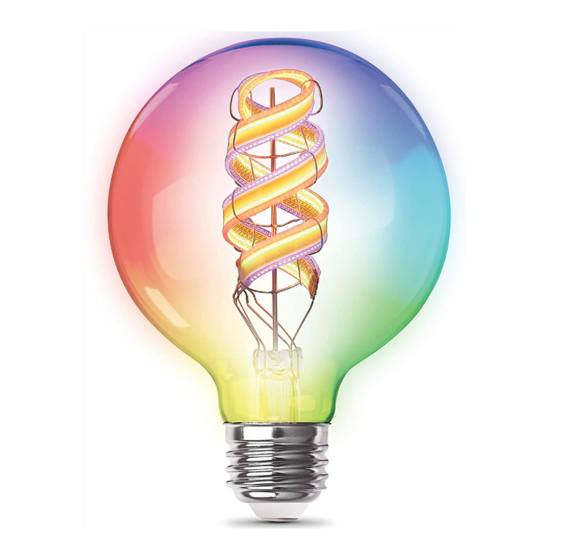 Globe WiFi Smart Led Filament Bulb 6W Spiral Filament Multicolor RGB Turable Bulb App Alexa TG Control Vintage Edison Led Bu