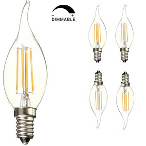 C35 BentTip LED Light Bulbs 60W Equivalent Vintage LED Flame Tip Candelabra Bulb for Ceiling Fan 2700k Tunable Led Filament(Dim)