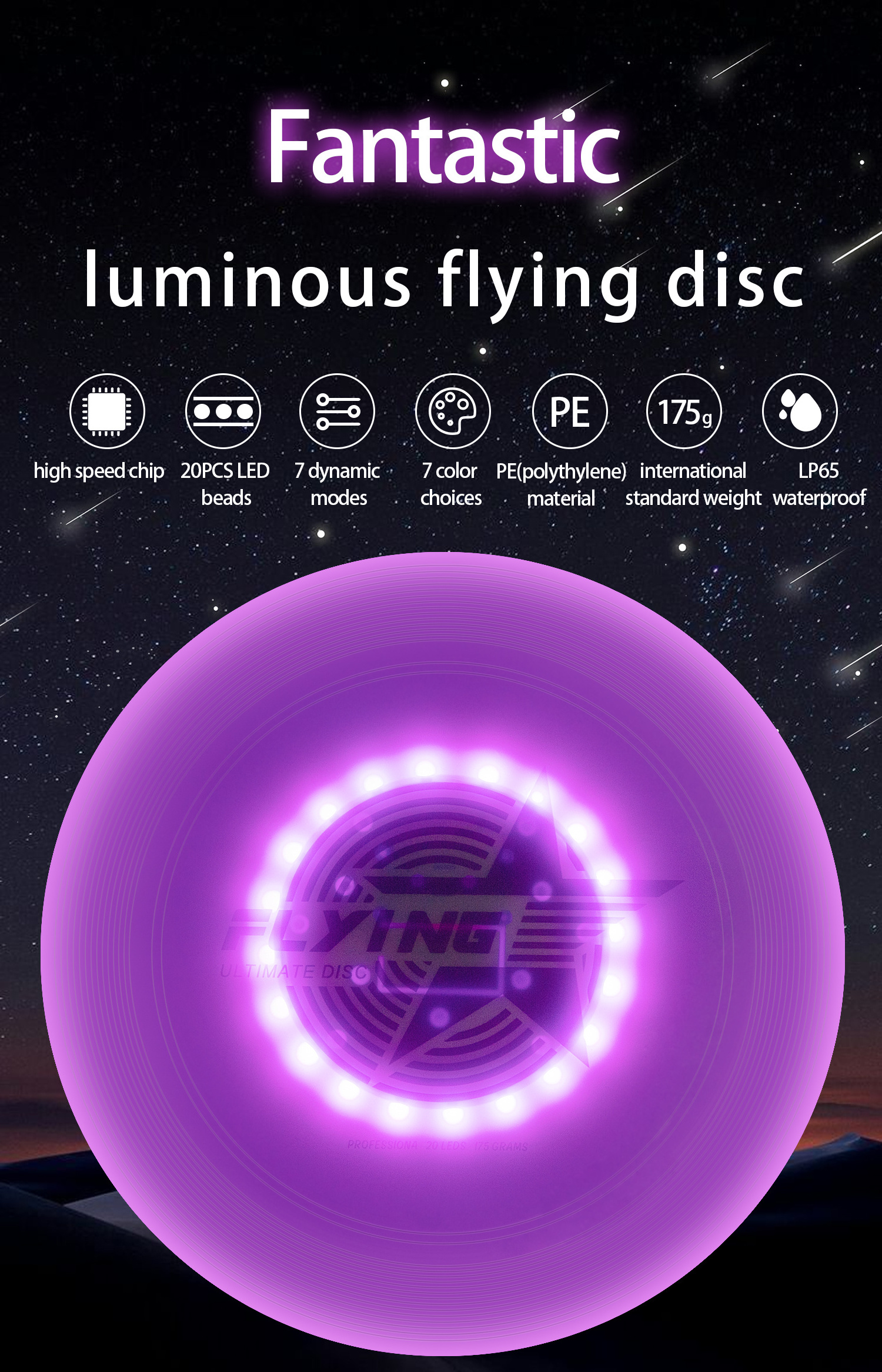 RGB Smart Frisbee Ultimate Disc Rechargeable Auto Light Up LED Flying Disc for Adults Kids Party Gifts Outdoor Balle Frisbee