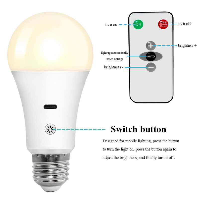 7W Intelligent LED Rechargeable Bulb with Remote Control for Power Outrage Battery Backup USB Charging Magic Emergency Bulb