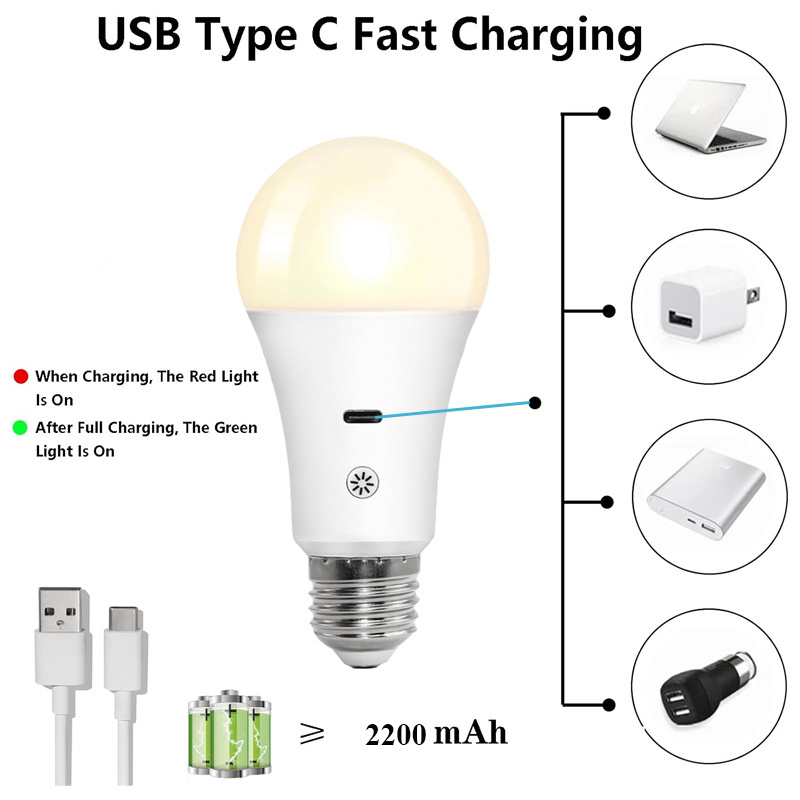 7W Intelligent LED Rechargeable Bulb with Remote Control for Power Outrage Battery Backup USB Charging Magic Emergency Bulb