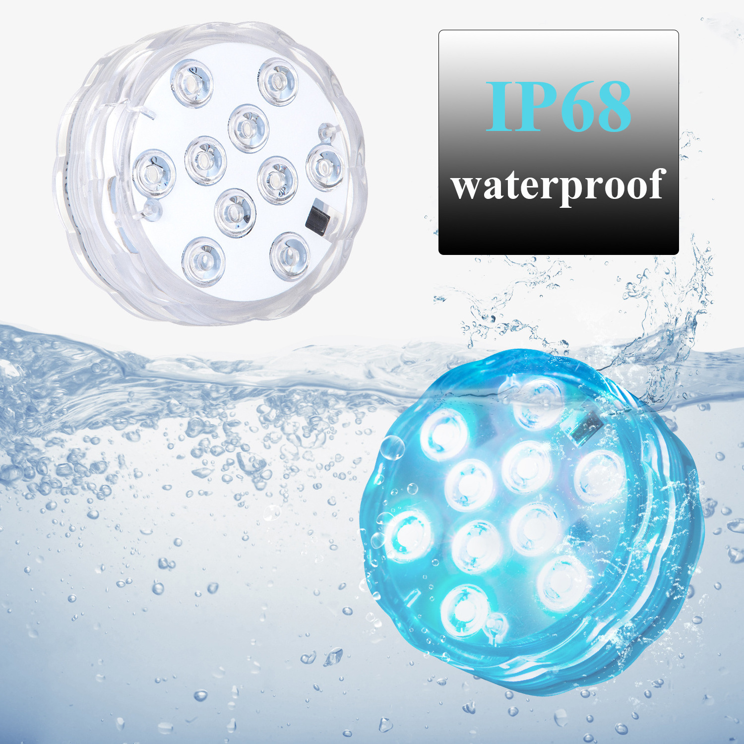 USB Rechargeable Swimming Pool Lights IP68 Waterproof RF Remote With 16 RGB Color Bright Beads Operated Floating Pond Lights