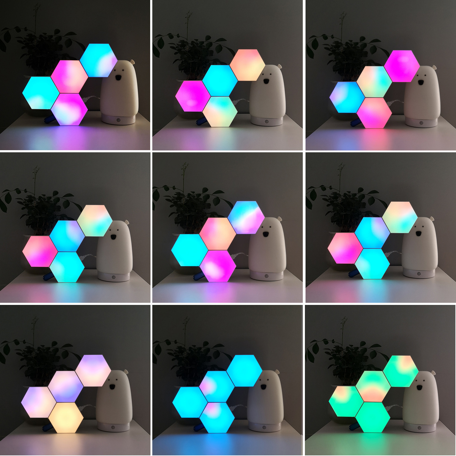 APP Controlled LED Hexagonal Light Smart Remote Control BLE Cellular Light DIY Quantum Night Light Gaming Room Bedroom