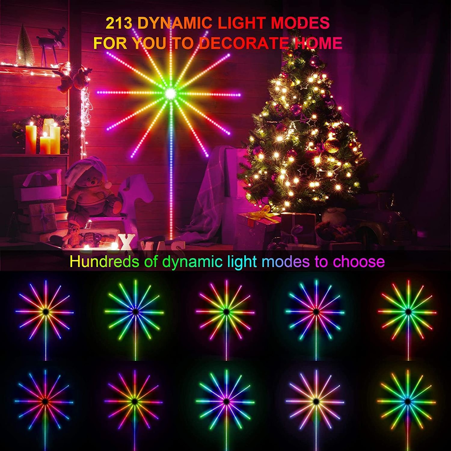 Fireworks LED Strip Light RGB Sound Control Symphony Firework Light Wedding Christmas Music Control Full Kit Dream Meteor Lamp