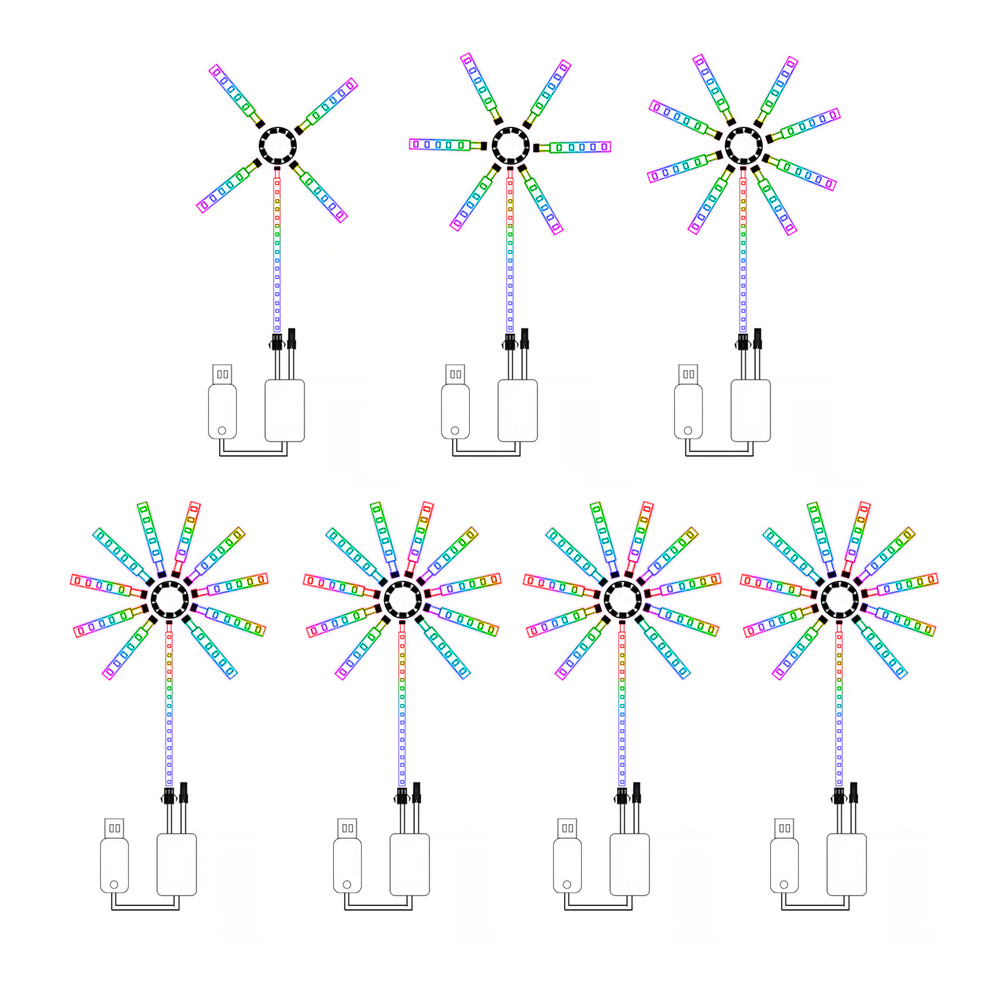 Fireworks LED Strip Light RGB Sound Control Symphony Firework Light Wedding Christmas Music Control Full Kit Dream Meteor Lamp