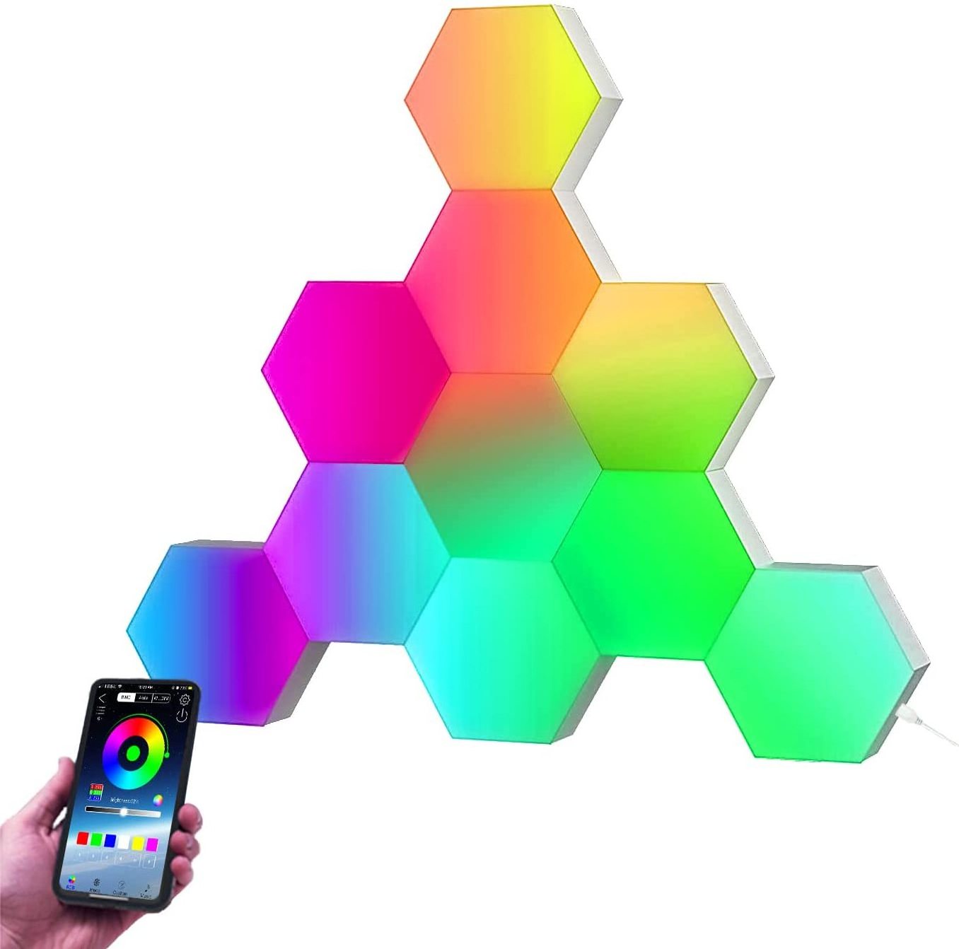 APP Controlled LED Hexagonal Light Smart Remote Control BLE Cellular Light DIY Quantum Night Light Gaming Room Bedroom