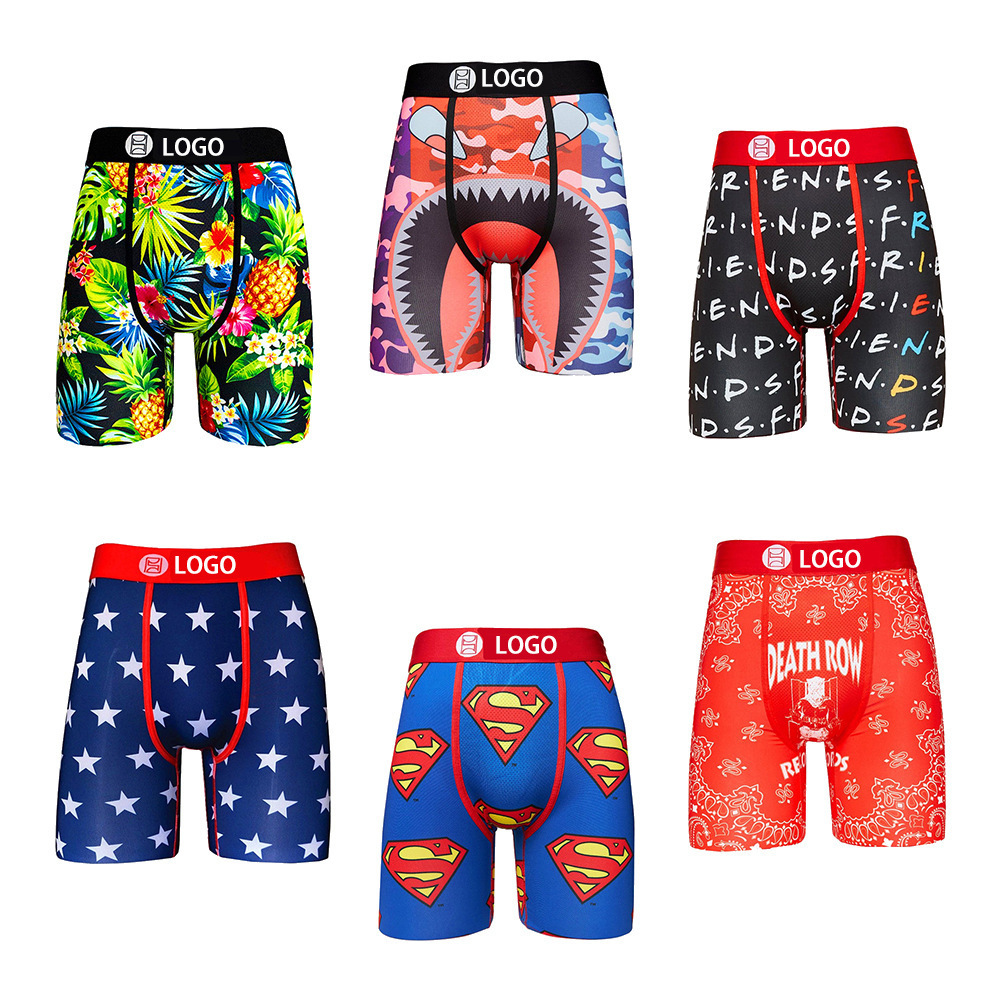 Men's Ice Silk Boxer Running Fitness Exercise Lengthening Underpants Male DC Anime Cartoon Boxer