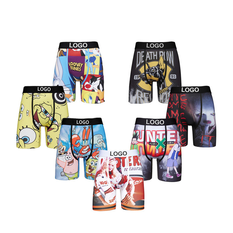 Men's Ice Silk Boxer Running Fitness Exercise Lengthening Underpants Male DC Anime Cartoon Boxer