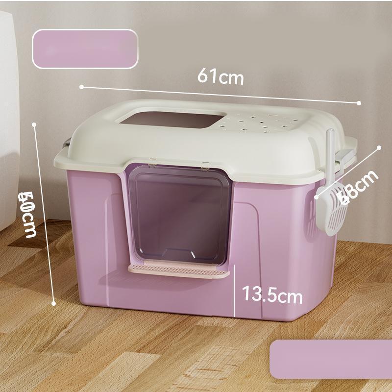 Large Durable Pink Plastic Cat Litter Box & Toilet Splash-Proof and Easy to Clean Hot Sales Item for Cats