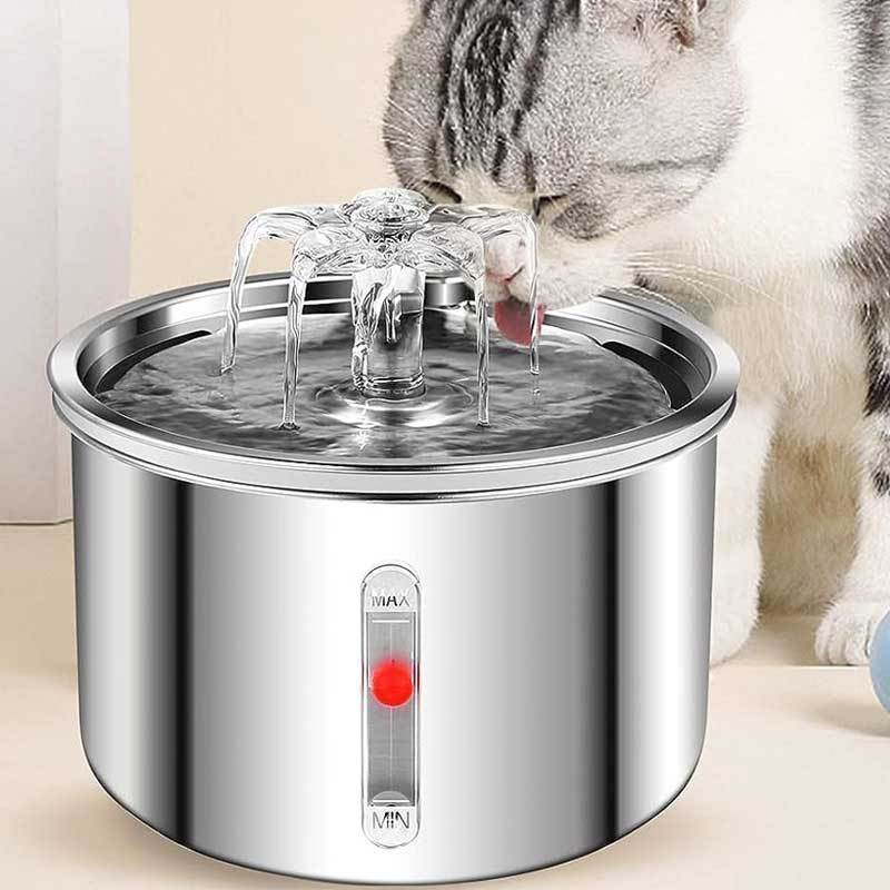 Fully Automatic Pet Dog Drinking Fountain Supplies Stainless Steel Faucet Cat Water Dispenser Circulating Flow Filter Battery