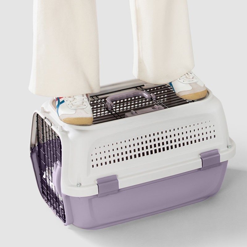 Printed Lightweight Plastic Cat Carrier Airline Approved Kennel Crate for Safe Travel for Kitty Bunny Cats Pet House