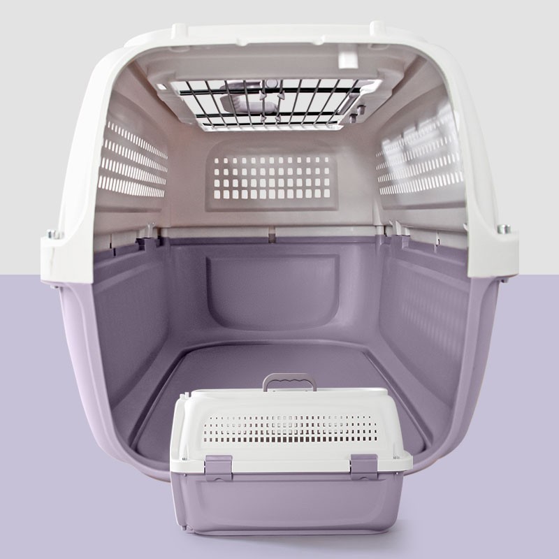 Printed Lightweight Plastic Cat Carrier Airline Approved Kennel Crate for Safe Travel for Kitty Bunny Cats Pet House