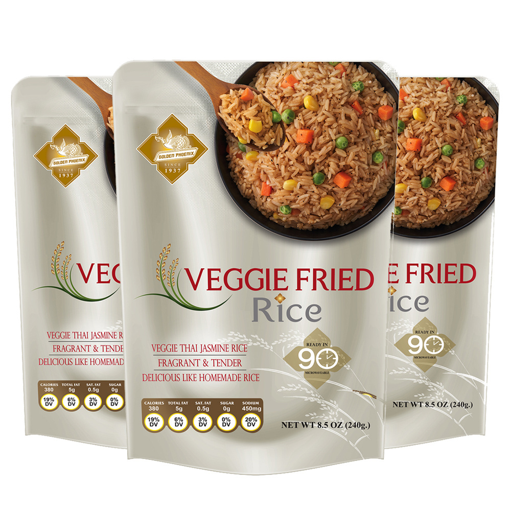 Ready to Heat Veggie Fried Rice Jasmine Rice in Pouch 240g Instantly Self Heating Rice Instant Food Product form Thailand