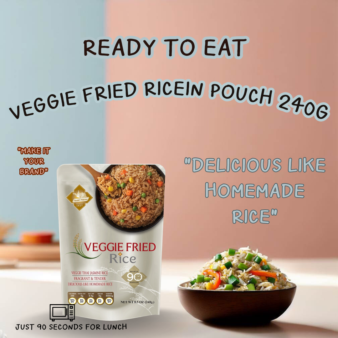 Ready to Heat Veggie Fried Rice Jasmine Rice in Pouch 240g Instantly Self Heating Rice Instant Food Product form Thailand