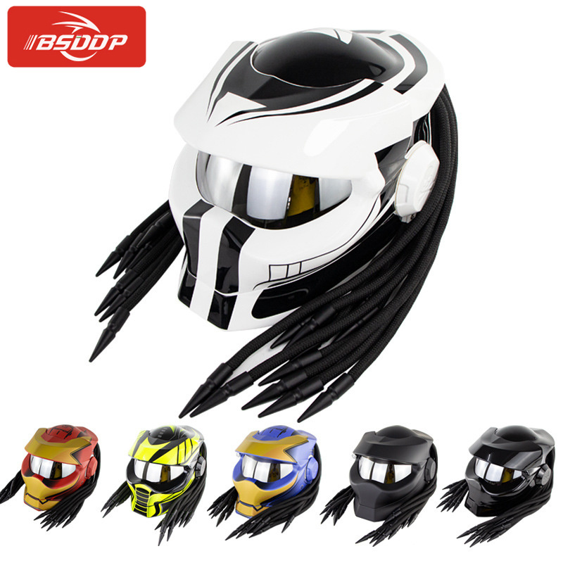 BSDDP Street Riding Full Face Motorcycle Helmet Mask Carbon fiber Motor Bicycle helmets Moto Armet Predator Iron Man Capacete