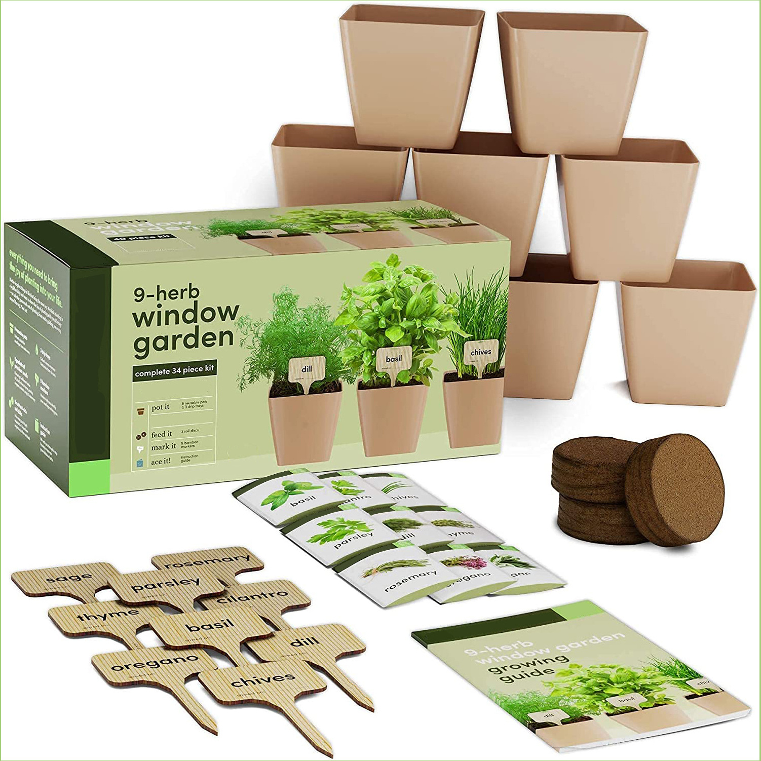 Window Herb Garden Indoor 9 Herb Starter Kit Unique Gardening Gifts Best Unusual Birthday Christmas Gift