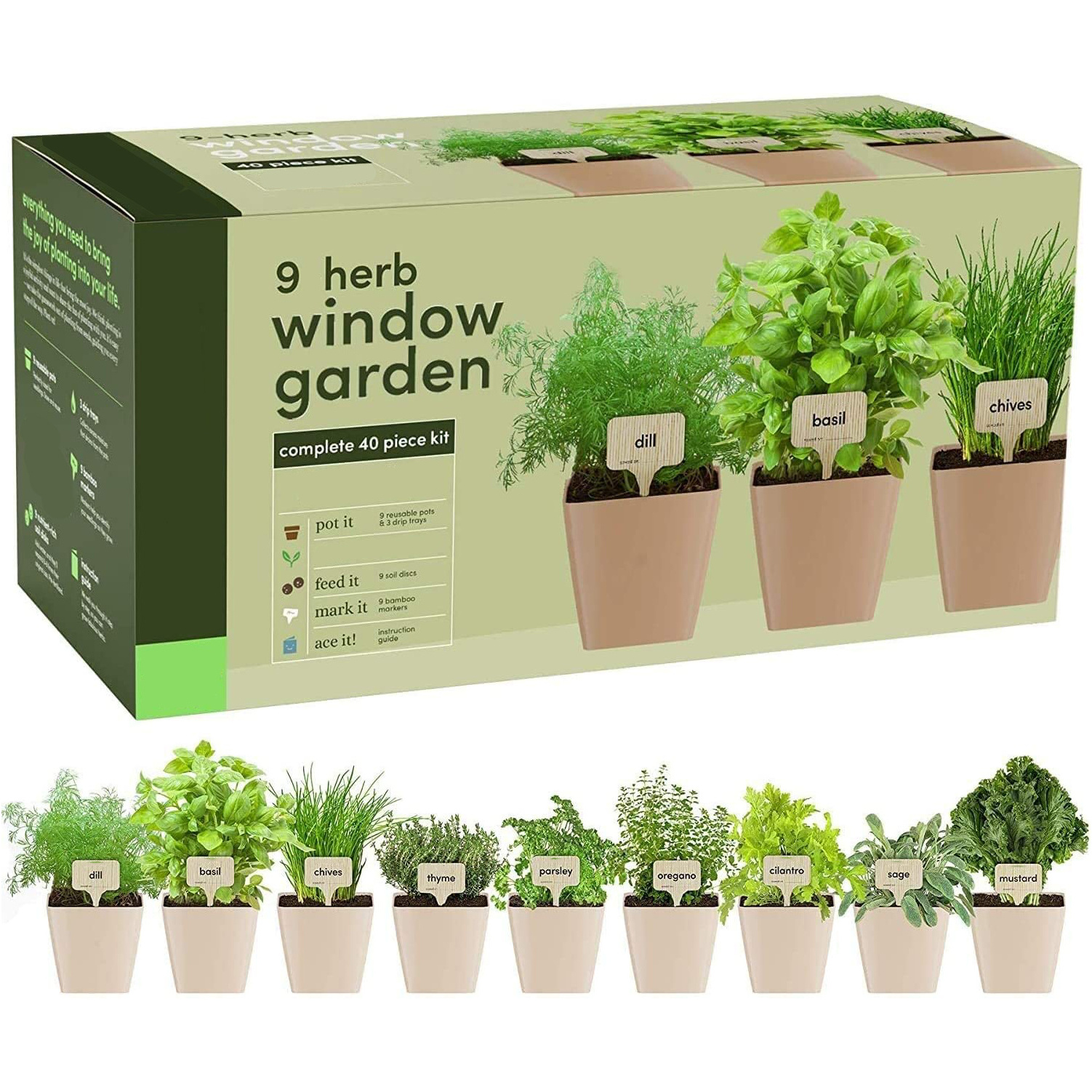 Window Herb Garden Indoor 9 Herb Starter Kit Unique Gardening Gifts Best Unusual Birthday Christmas Gift