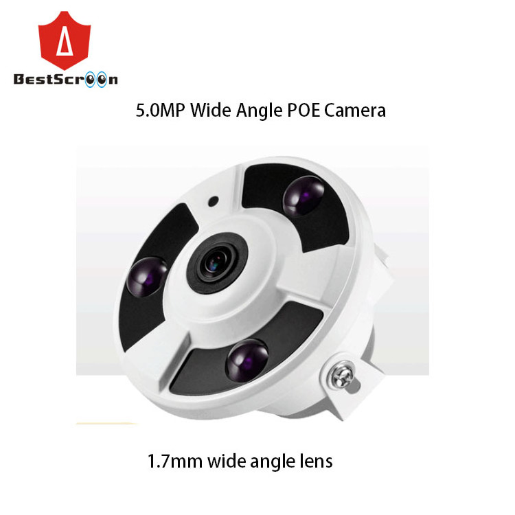 high quality 5MP HD wide angle lens panoramic 360 PoE IP Home indoor Security fisheye camera 1.7mm wide angle lens