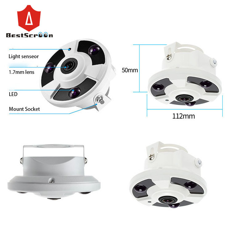 high quality 5MP HD wide angle lens panoramic 360 PoE IP Home indoor Security fisheye camera 1.7mm wide angle lens