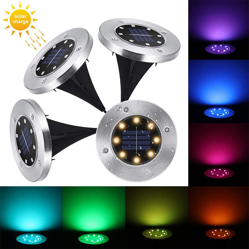 New 12 Led solar Garden Disk Light IP67 waterproof Solar Lawn Deck Light Warm White Outdoor Solar Ground Light for Pathway Patio