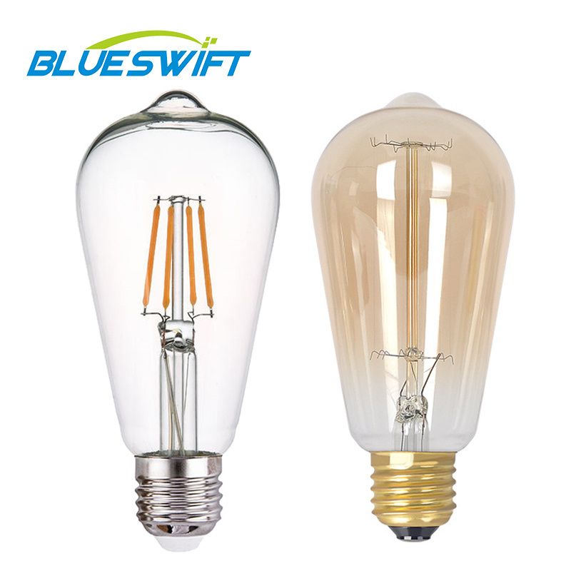 High Quality Warm White 360 Degree ST64 2W 4W 6W 8W String Lighting Replacement Vintage Edison Lamp LED Filament Bulbs